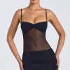Oh Polly Women'S Clothing Sale - $65 And Under | Women'S Clothing Sale - $40 And Under^Sheer Panelled Ruched Mini Dress in Black