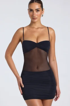 Oh Polly Women'S Clothing Sale - $65 And Under | Women'S Clothing Sale - $40 And Under^Sheer Panelled Ruched Mini Dress in Black