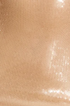 Oh Polly Women'S Clothing Sale - $65 And Under | Women'S Clothing Sale - $40 And Under^Sheer Sequin Asymmetric Cut Out Mini Dress in Tan