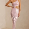 Oh Polly Wedding Guest | Party Dresses^Sheer Sequin One Shoulder Cut Out Maxi Dress in Lilac