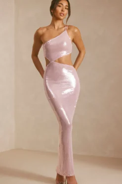 Oh Polly Wedding Guest | Party Dresses^Sheer Sequin One Shoulder Cut Out Maxi Dress in Lilac