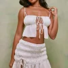 Oh Polly Women'S Clothing Sale - $65 And Under | Women'S Clothing Sale - $40 And Under^Shirred Thigh High Split Mid Rise Mini Skirt in White