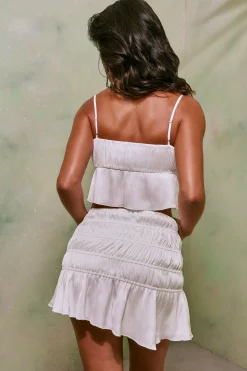 Oh Polly Women'S Clothing Sale - $65 And Under | Women'S Clothing Sale - $40 And Under^Shirred Tie Up Front Crop Top in White