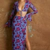 Oh Polly Women'S Clothing Sale - $65 And Under | Women'S Clothing Sale - $40 And Under^Side Split Midaxi Skirt in Periwinkle Print PeriwinklePrint