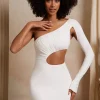 Oh Polly Women'S Clothing Sale - $65 And Under | Women'S Clothing Sale - $40 And Under^Single Sleeve Cut Out Mini Dress in Ivory