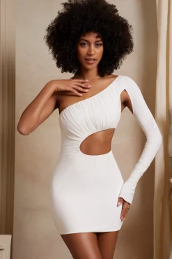 Oh Polly Women'S Clothing Sale - $65 And Under | Women'S Clothing Sale - $40 And Under^Single Sleeve Cut Out Mini Dress in Ivory
