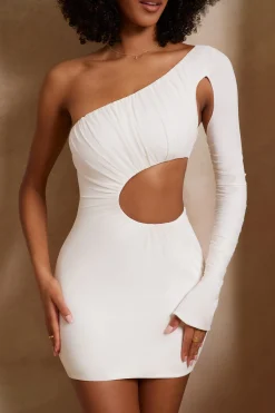 Oh Polly Women'S Clothing Sale - $65 And Under | Women'S Clothing Sale - $40 And Under^Single Sleeve Cut Out Mini Dress in Ivory