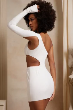 Oh Polly Women'S Clothing Sale - $65 And Under | Women'S Clothing Sale - $40 And Under^Single Sleeve Cut Out Mini Dress in Ivory