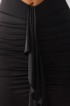 Oh Polly Party Dresses | Birthday^Slinky Jersey Cut Out Ruffle Racerback Maxi Dress in Black