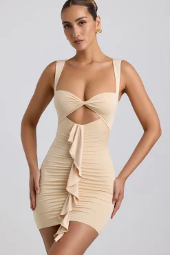 Oh Polly Women'S Clothing Sale - $65 And Under | Women'S Clothing Sale - $40 And Under^Slinky Jersey Cut-Out Ruffle-Trim Mini Dress in Buttercream