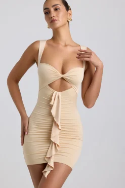 Oh Polly Women'S Clothing Sale - $65 And Under | Women'S Clothing Sale - $40 And Under^Slinky Jersey Cut-Out Ruffle-Trim Mini Dress in Buttercream
