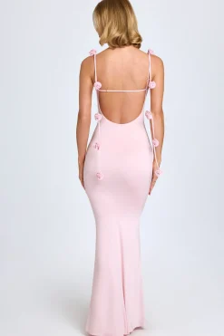 Oh Polly Wedding Guest^Slinky Jersey Floral-Appliqué Gown in Blush