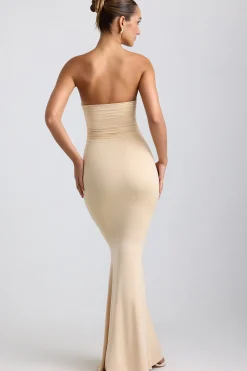 Oh Polly Women'S Clothing Sale - $65 And Under^Slinky Jersey Hardware Detail Strapless Maxi Dress in Buttercream