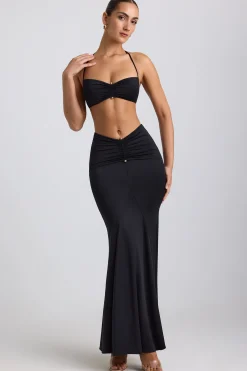 Oh Polly Co-Ords | Tops^Slinky Jersey Hardware Detail Halterneck Bralette in Black