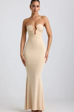 Oh Polly Women'S Clothing Sale - $65 And Under^Slinky Jersey Hardware Detail Strapless Maxi Dress in Buttercream