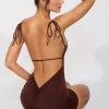 Oh Polly Fall Outfits^Slinky Jersey Open Back Mini Dress in Espresso