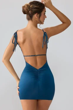 Oh Polly Fall Outfits^Slinky Jersey Open Back Mini Dress in Midnight Blue MidnightBlue