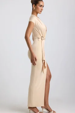 Oh Polly Women'S Clothing Sale - $65 And Under | Women'S Clothing Sale - $40 And Under^Slinky Jersey Plunge Hardware Detail Maxi Dress in Buttercream