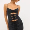 Oh Polly Women'S Clothing Sale - $65 And Under | Women'S Clothing Sale - $40 And Under^Slinky Jersey Rose Detail Cut Out Mini Dress in Black