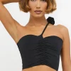 Oh Polly Women'S Clothing Sale - $65 And Under | Women'S Clothing Sale - $40 And Under^Slinky Jersey Rose Detail Asymmetric Top in Black