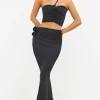 Oh Polly Women'S Clothing Sale - $65 And Under | Women'S Clothing Sale - $40 And Under^Slinky Jersey Rose Detail Mid-Rise Maxi Skirt in Black