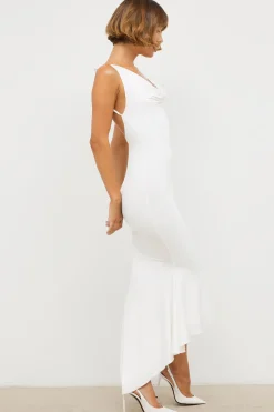 Oh Polly Women'S Clothing Sale - $65 And Under | Bride To Be^Slinky Jersey Rose Detail Midi Dress in White