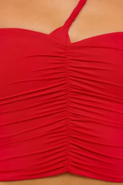 Oh Polly Women'S Clothing Sale - $65 And Under | Women'S Clothing Sale - $40 And Under^Slinky Jersey Rose Detail Asymmetric Top in Scarlet Red ScarletRed