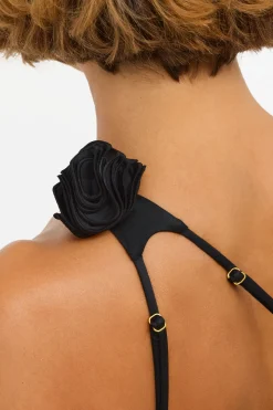 Oh Polly Women'S Clothing Sale - $65 And Under | Women'S Clothing Sale - $40 And Under^Slinky Jersey Rose Detail Asymmetric Top in Black