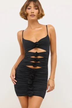 Oh Polly Women'S Clothing Sale - $65 And Under | Women'S Clothing Sale - $40 And Under^Slinky Jersey Rose Detail Cut Out Mini Dress in Black