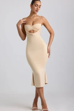 Oh Polly Women'S Clothing Sale - $65 And Under^Slinky Jersey Ruched Cut-Out Midaxi Dress in Buttercream