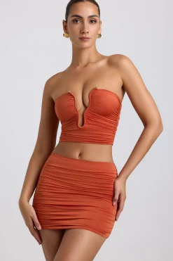 Oh Polly Women'S Clothing Sale - $65 And Under | Women'S Clothing Sale - $40 And Under^Slinky Jersey Ruched Micro Mini Skirt in Burnt Orange BurntOrange