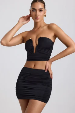 Oh Polly Skirts & Skorts | Co-Ords^Slinky Jersey Ruched Micro Mini Skirt in Black