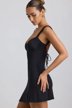 Oh Polly Women'S Clothing Sale - $65 And Under^Slinky Jersey Ruched V-Back Mini Dress in Black