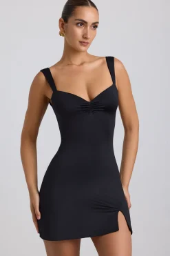 Oh Polly Women'S Clothing Sale - $65 And Under^Slinky Jersey Ruched V-Back Mini Dress in Black