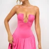 Oh Polly Women'S Clothing Sale - $65 And Under | Women'S Clothing Sale - $40 And Under^Slinky Jersey Strapless Plunge Neck Mini Dress in Rose Pink RosePink