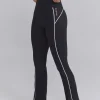 Oh Polly Matching Sets^Soft Active Contrast-Trim Flared Trousers in Black