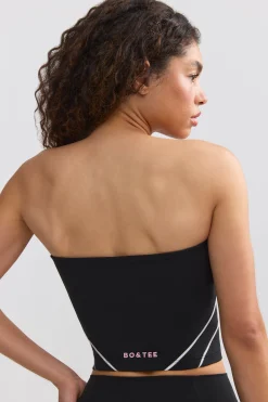 Oh Polly Matching Sets | Tops^Soft Active Contrast-Trim Bandeau Top in Black