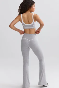 Oh Polly Matching Sets^Soft Active Contrast-Trim Flared Trousers in Ice Grey IceGrey