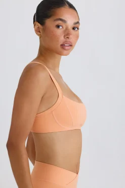 Oh Polly Matching Sets | Sports Bras^Soft Active Contrast-Trim Sports Bra in Peach