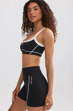 Oh Polly Matching Sets | Shorts^Soft Active Contrast-Trim Mini Shorts in Black