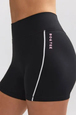 Oh Polly Matching Sets | Shorts^Soft Active Contrast-Trim Mini Shorts in Black