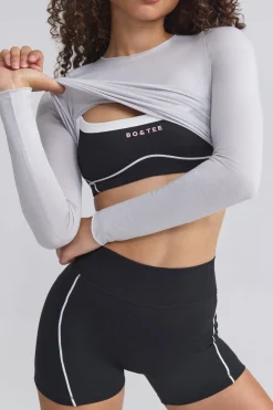 Oh Polly Matching Sets | Tops^Soft Active Contrast-Trim Sports Bra in Black