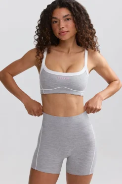 Oh Polly Matching Sets | Shorts^Soft Active Contrast-Trim Mini Shorts in Ice Grey IceGrey