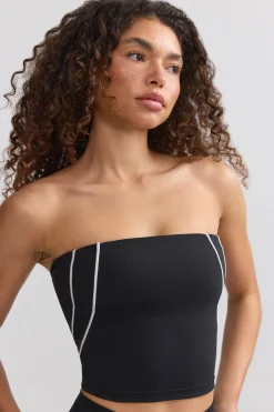 Oh Polly Matching Sets | Tops^Soft Active Contrast-Trim Bandeau Top in Black