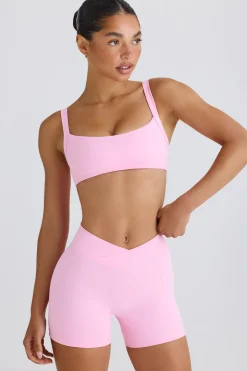 Oh Polly Matching Sets | Sports Bras^Soft Active Contrast-Trim Sports Bra in Bubblegum Pink BubblegumPink