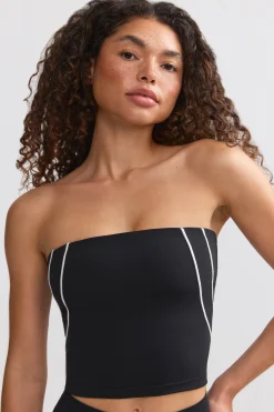 Oh Polly Matching Sets | Tops^Soft Active Contrast-Trim Bandeau Top in Black
