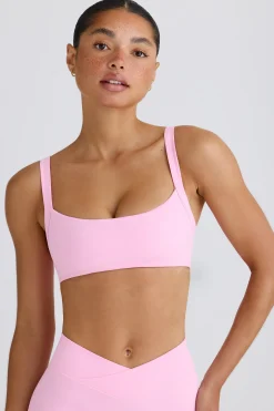 Oh Polly Matching Sets | Sports Bras^Soft Active Contrast-Trim Sports Bra in Bubblegum Pink BubblegumPink
