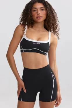 Oh Polly Matching Sets | Shorts^Soft Active Contrast-Trim Mini Shorts in Black