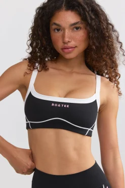 Oh Polly Matching Sets | Tops^Soft Active Contrast-Trim Sports Bra in Black