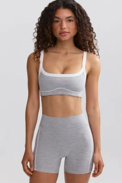Oh Polly Matching Sets | Shorts^Soft Active Contrast-Trim Mini Shorts in Ice Grey IceGrey
